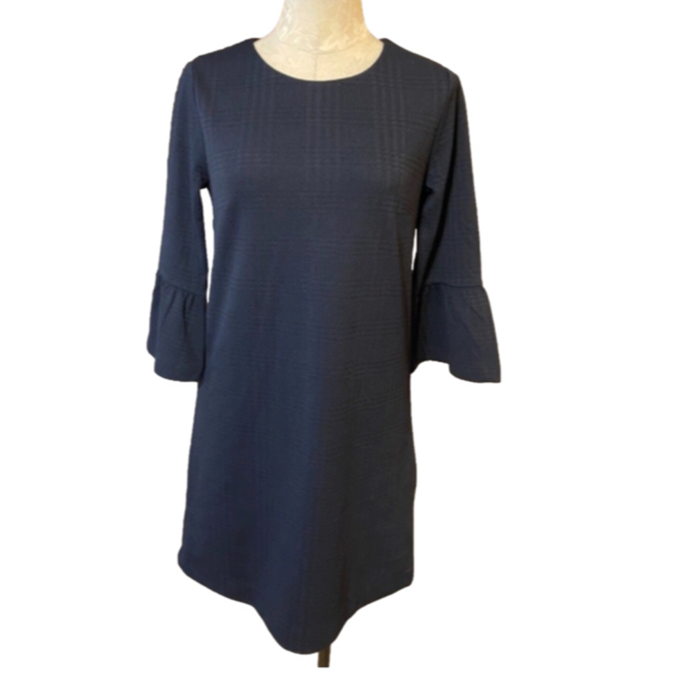 Banana Republic Dress Navy Green Small 4 6 Plaid Stretch Shift Career Washable